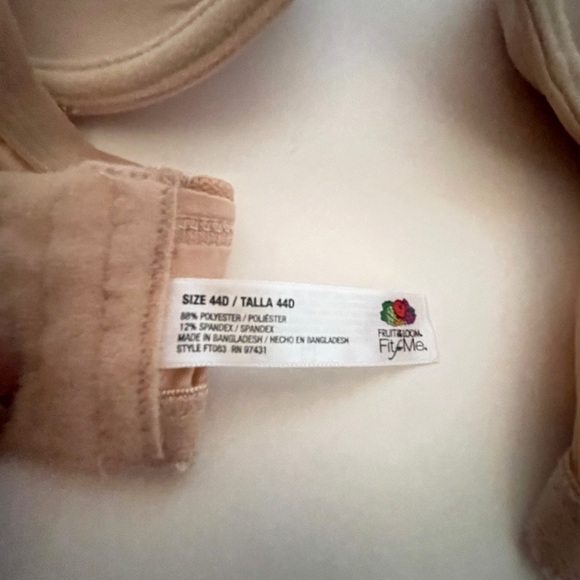Fruit Of The Loom Ladies Style FT083 Beige Polyester Underwire Bra SZ 44D - Picture 4 of 10